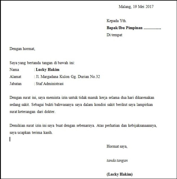 11. Contoh Surat Izin Kuliah Buatan Sendiri