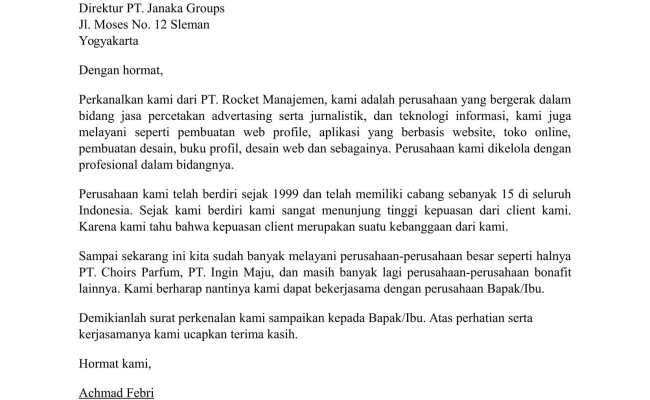 11. Contoh Surat Perkenalan Bisnis