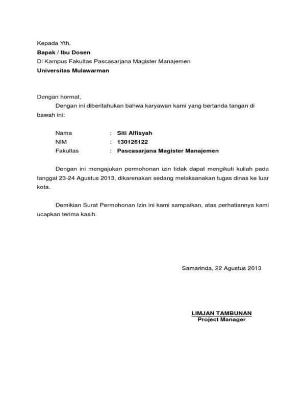 12. Contoh Surat Izin Kuliah Karena Sakit Dengan Surat Keterangan Sakit