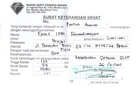 8. Contoh Surat Sakit Dari Dokter