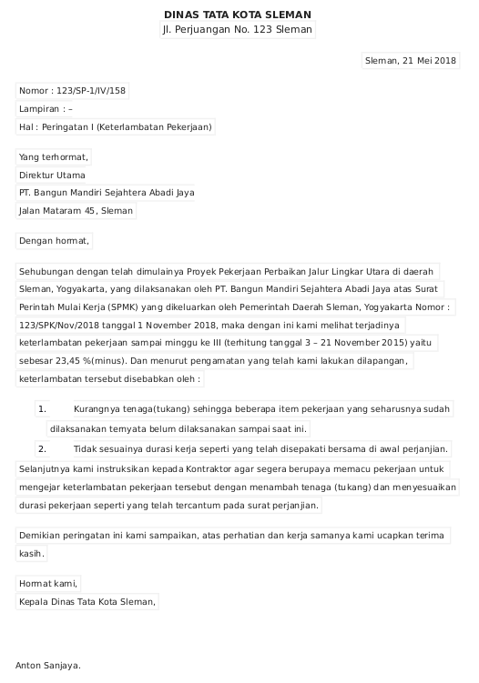 13. Contoh Surat Panggilan Karyawan Mangkir