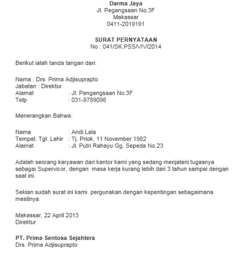 15. Contoh Surat Pernyataan Janji Pribadi