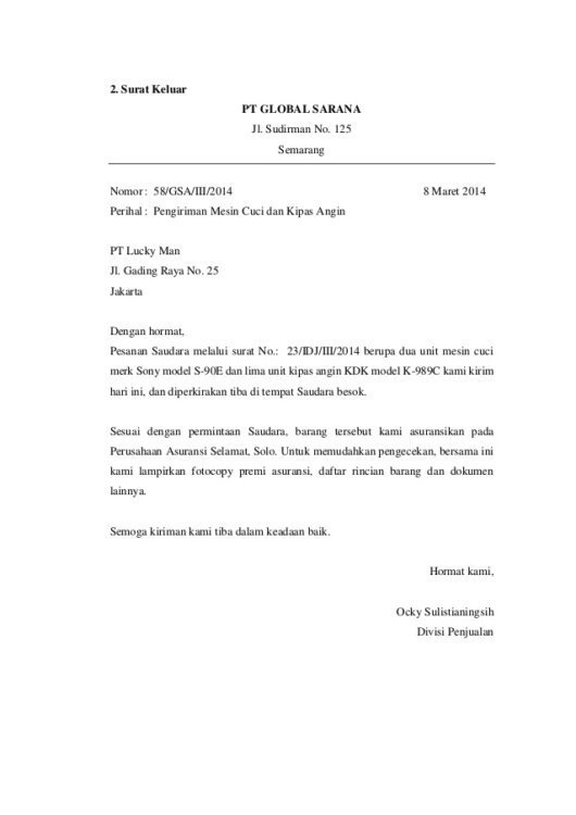 3. Contoh Surat Masuk Resmi