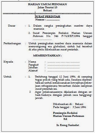 3. Contoh Surat Perintah Kerja Resmi