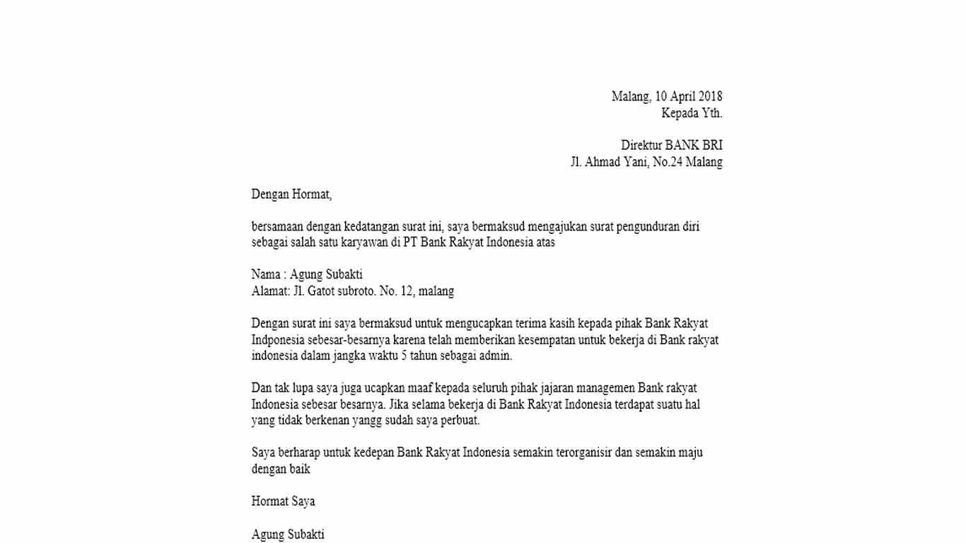 5. Contoh Surat Risent Yang Baik Dan Benar