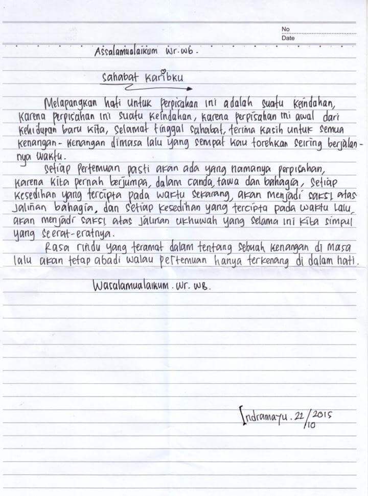 5. Contoh Surat Untuk Sahabat Pena