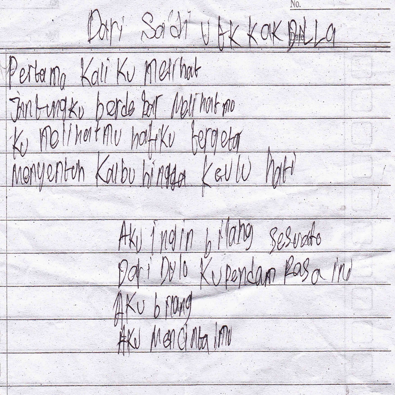 4. Contoh Surat Cinta Untuk Kakak Kelas Perempuan