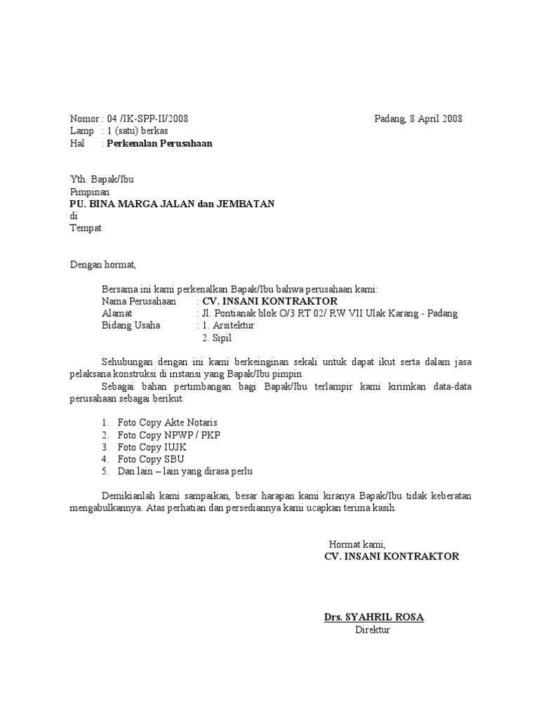 4. Contoh Surat Perkenalan Produk Baru