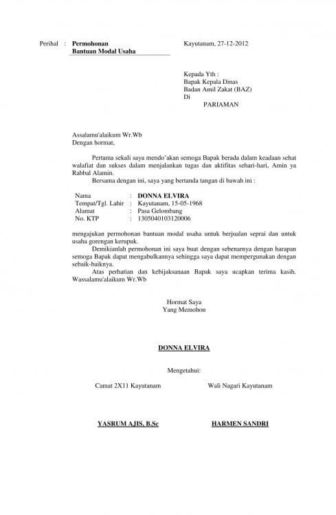 3. Contoh Surat Permohonan Bantuan Dana