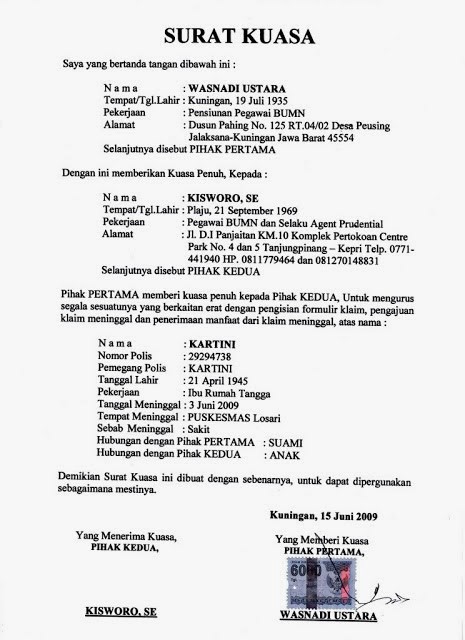 3. Contoh Surat Kuasa Tanah Untuk Jaminan Bank