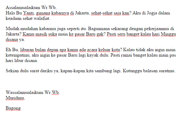 1. Contoh Surat Untuk Guru Favorit