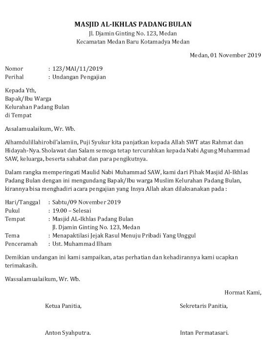 Surat Undangan Pengajian