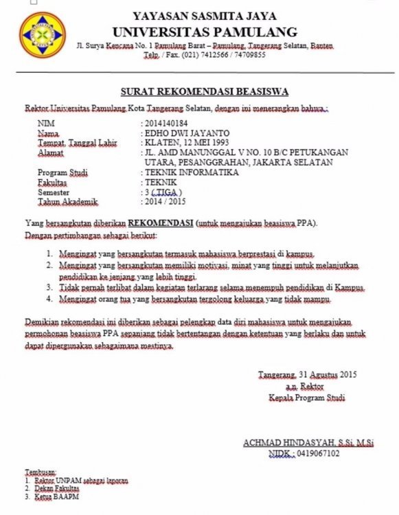 10. Contoh Surat Rekomendasi Dari Kepala Desa Lurah