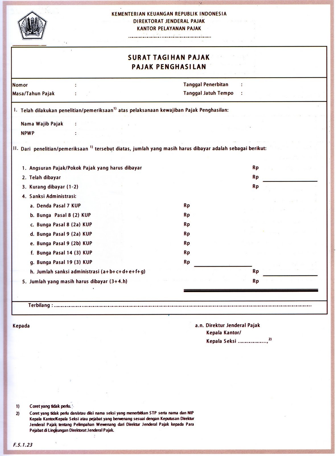 10. Contoh Surat Teguran Pajak