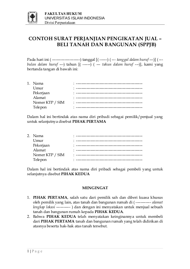 7. Contoh Surat Jual Beli Tanah Dan Bangunan