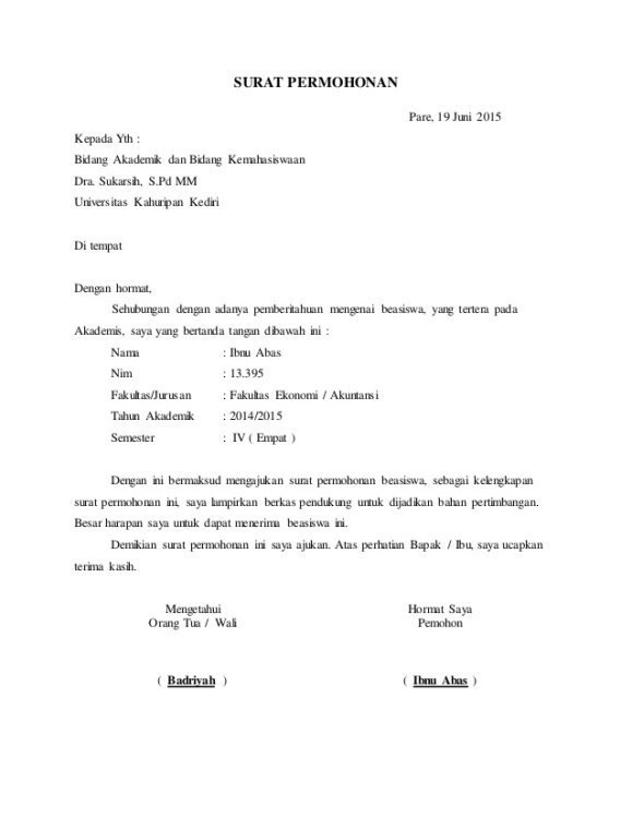 1. Contoh Surat Pengajuan Dana Bantuan