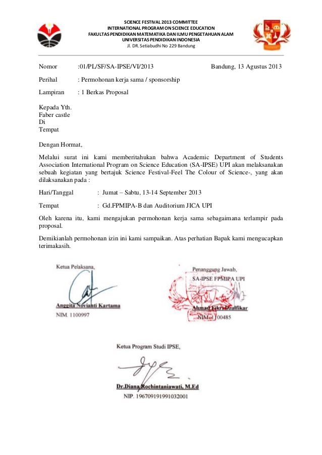 14. Contoh Surat Pengajuan Kerjasama