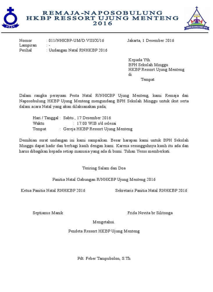 Contoh Surat Undangan Natal Naposo HKBP