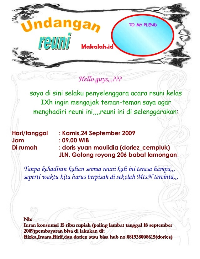 10. Contoh Surat Undangan Reuni Sekolah