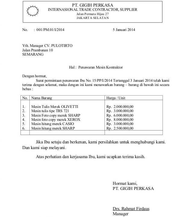 11. Surat Penawaran Barang Elektronik Untuk Langganan