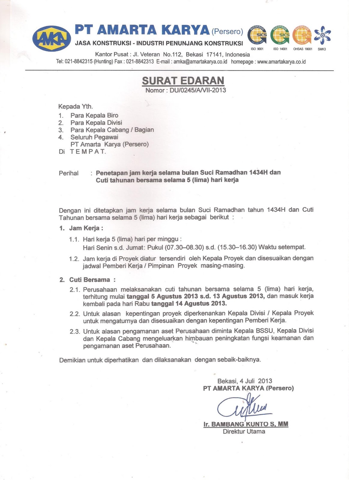 15. Contoh Surat Edaran Resmi Perusahaan