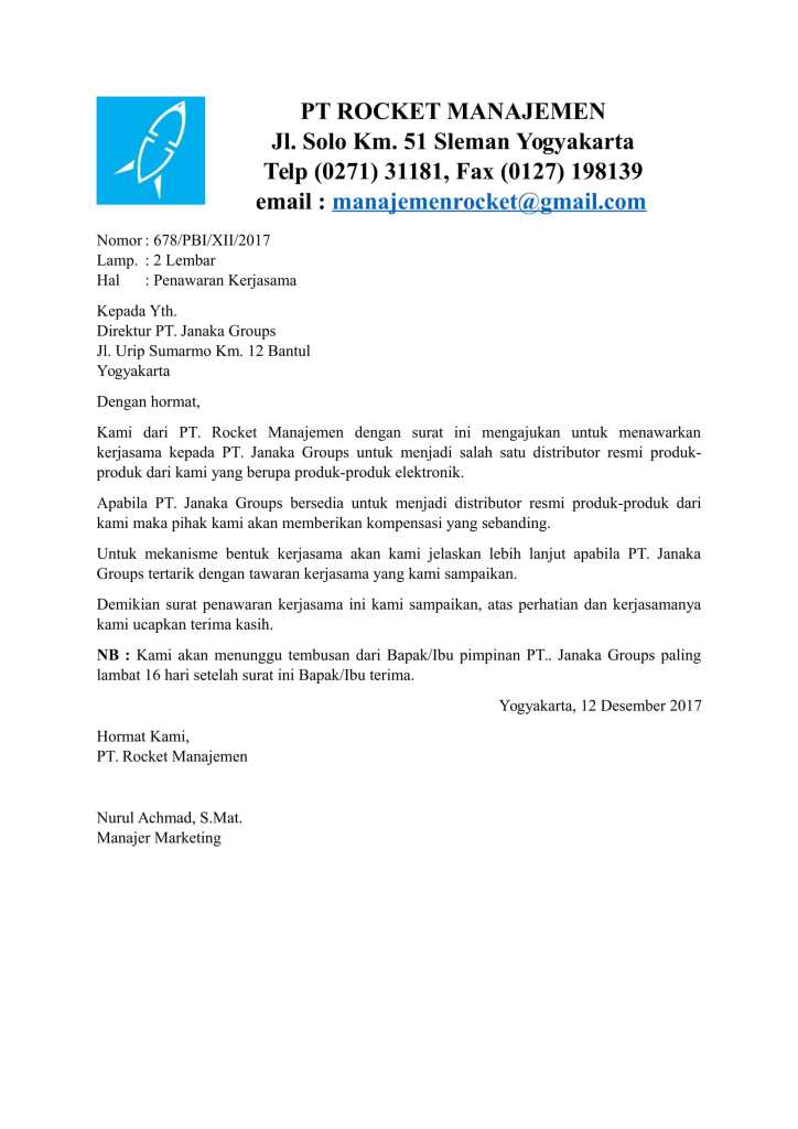 16. Contoh Format Surat Penawaran Barang Elektronik