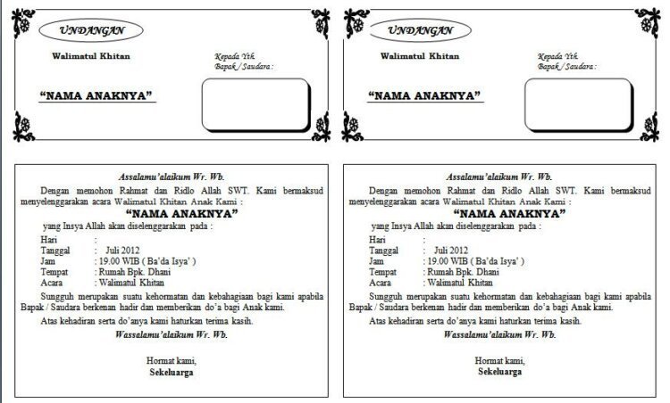 4. Contoh Surat Undangan Pernikahan