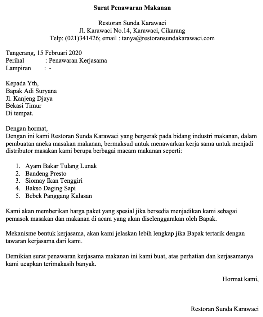 5. Contoh Surat Penawaran Kerjasama