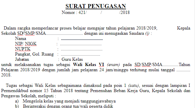 6. Contoh Surat Penugasan Guru