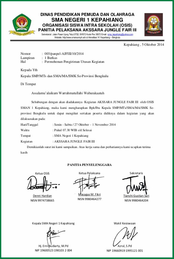 6. Contoh Surat Undangan Resmi OSIS