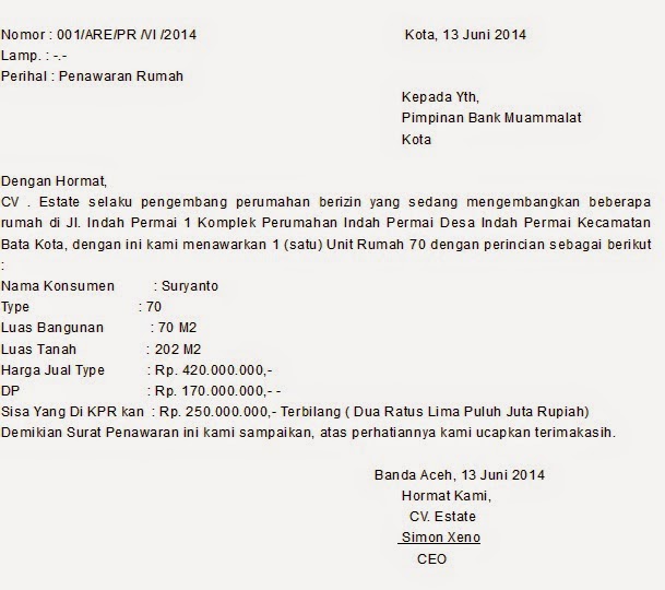 8. Contoh Surat Penawaran Barang Rumah Tangga