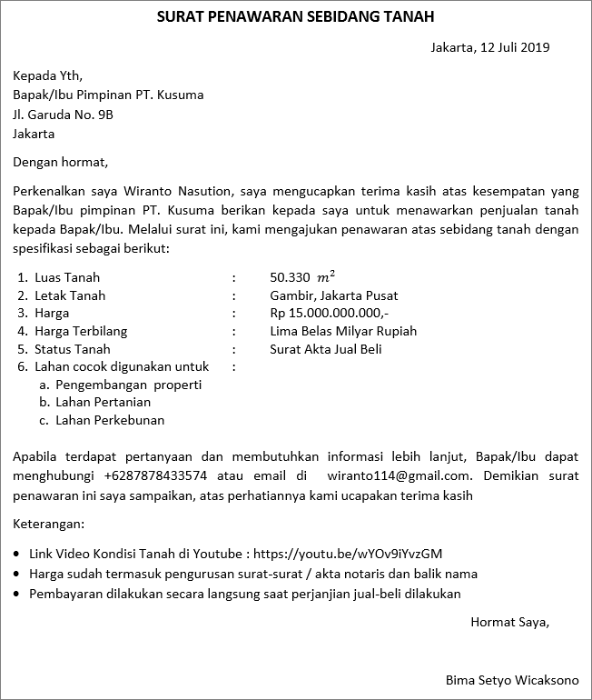 8. Contoh Surat Penawaran Produk Pertanian