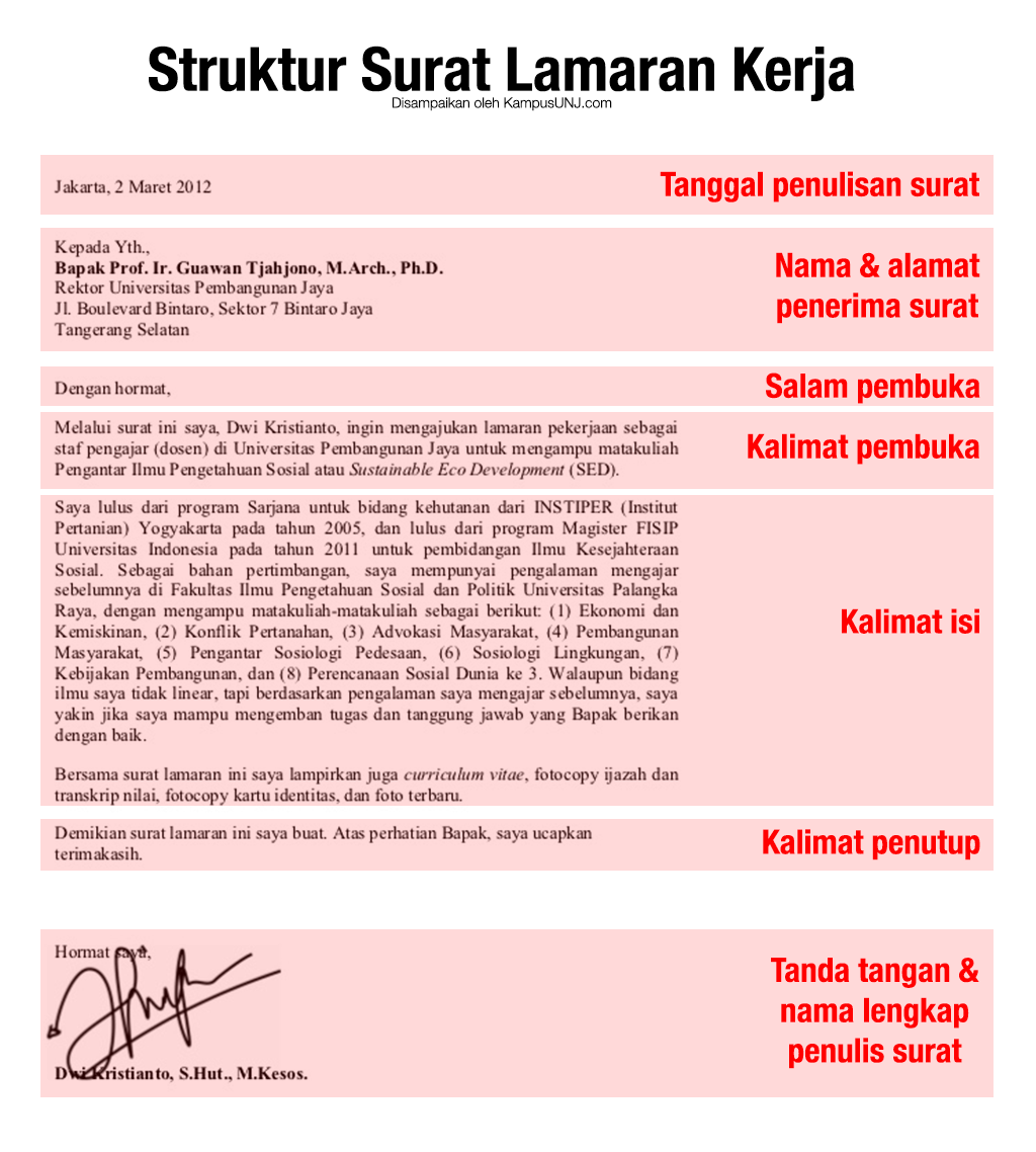 Struktur Surat Lamaran Kerja