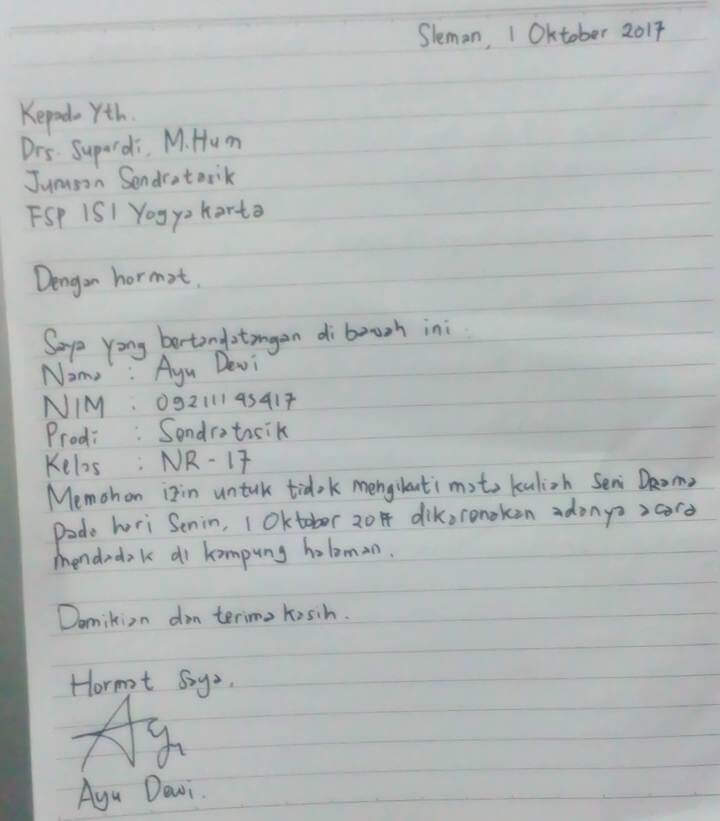 Contoh Surat Cuti Tulisan Tangan