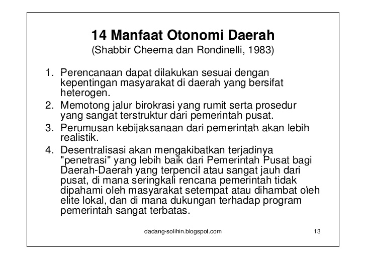 Manfaat Otonomi Daerah