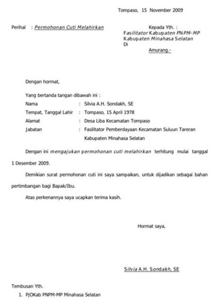 Surat Permohonan Cuti Kerja