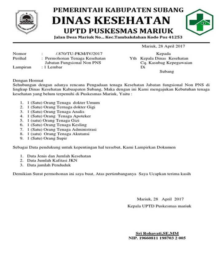 Surat Permohonan Dinas