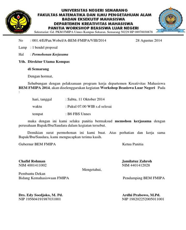 Surat Permohonan Kerjasama Pelatihan