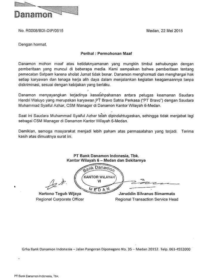 Surat Permohonan Maaf