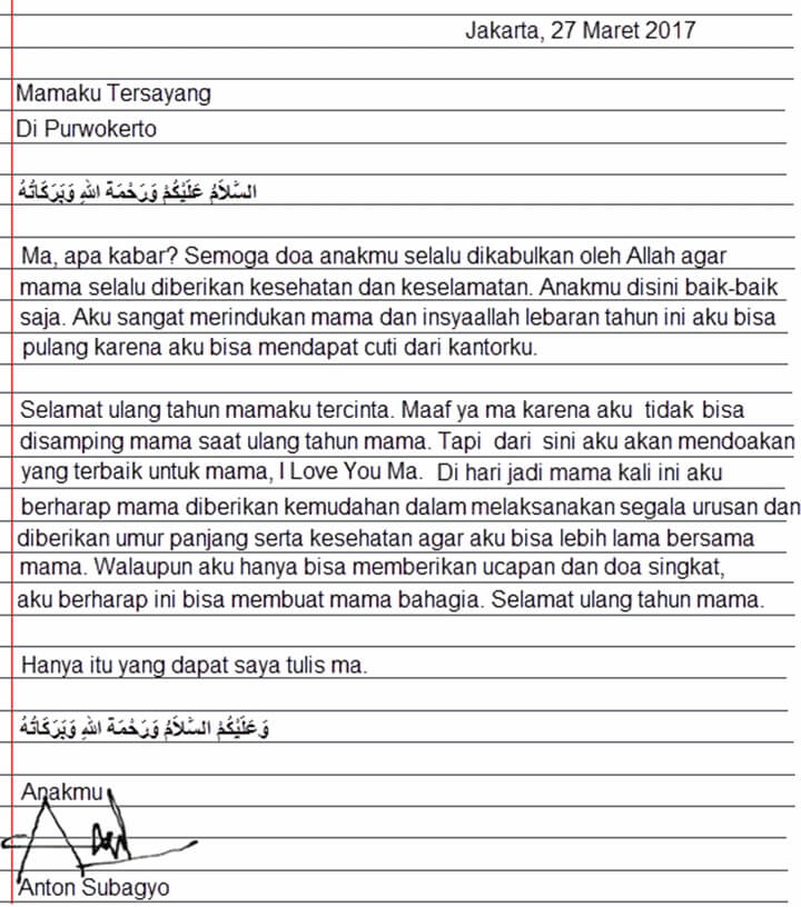 Surat Permohonan Maaf Kepada Orang Tua