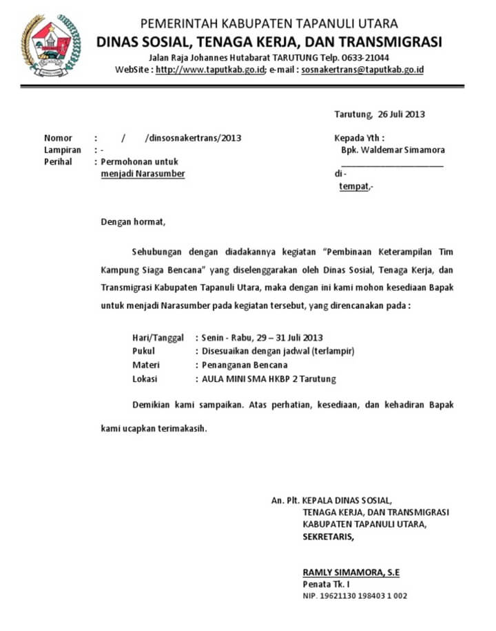 Surat Permohonan Narasumber