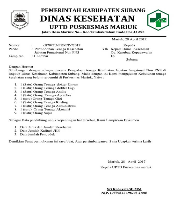 Surat Permohonan Resmi ke Dinas