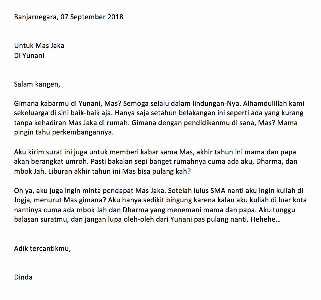 1. Contoh Surat Pribadi Untuk Sahabat