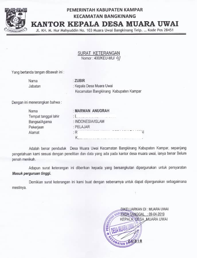 1. Surat Keterangan Belum Menikah Untuk Melamar Pekerjaan