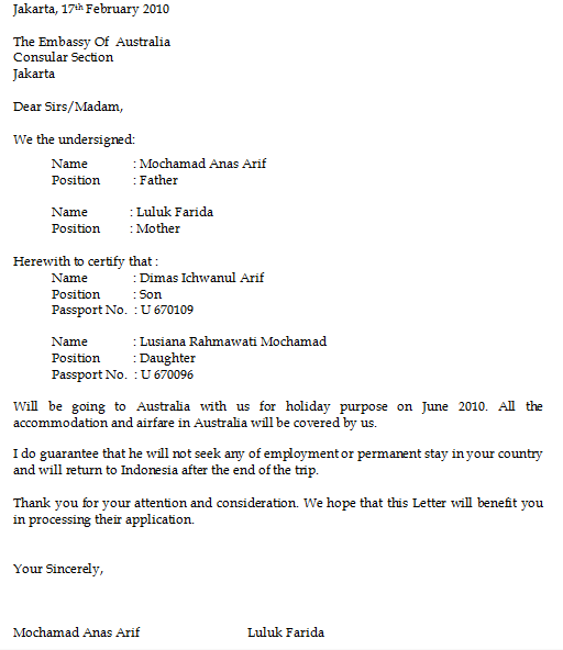 14. Contoh Surat Izin Orang Tua Untuk Visa