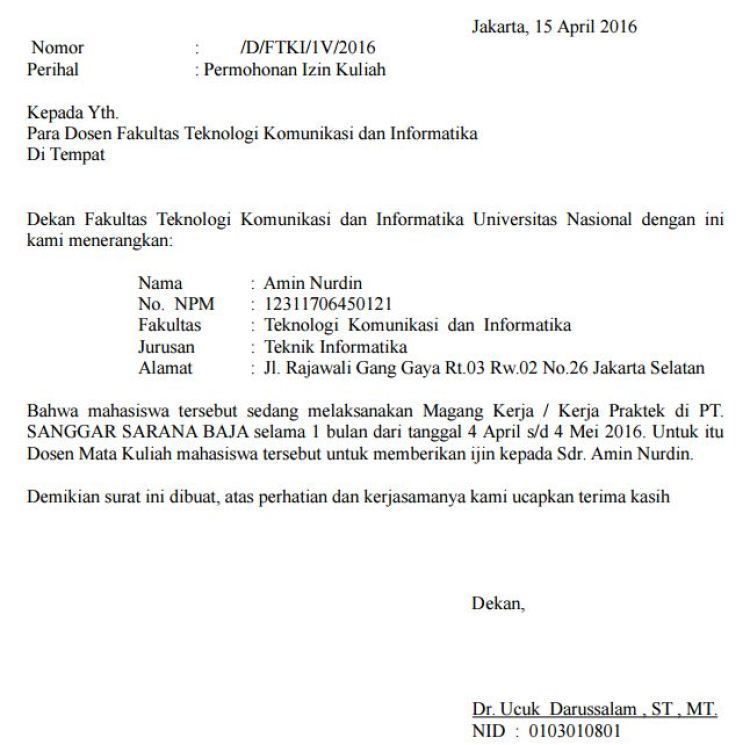 15. Contoh Surat Permohonan Izin Sakit Mahasiswa