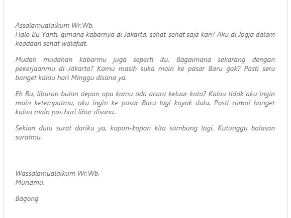 15. Contoh Surat Tidak Resmi Untuk Guru