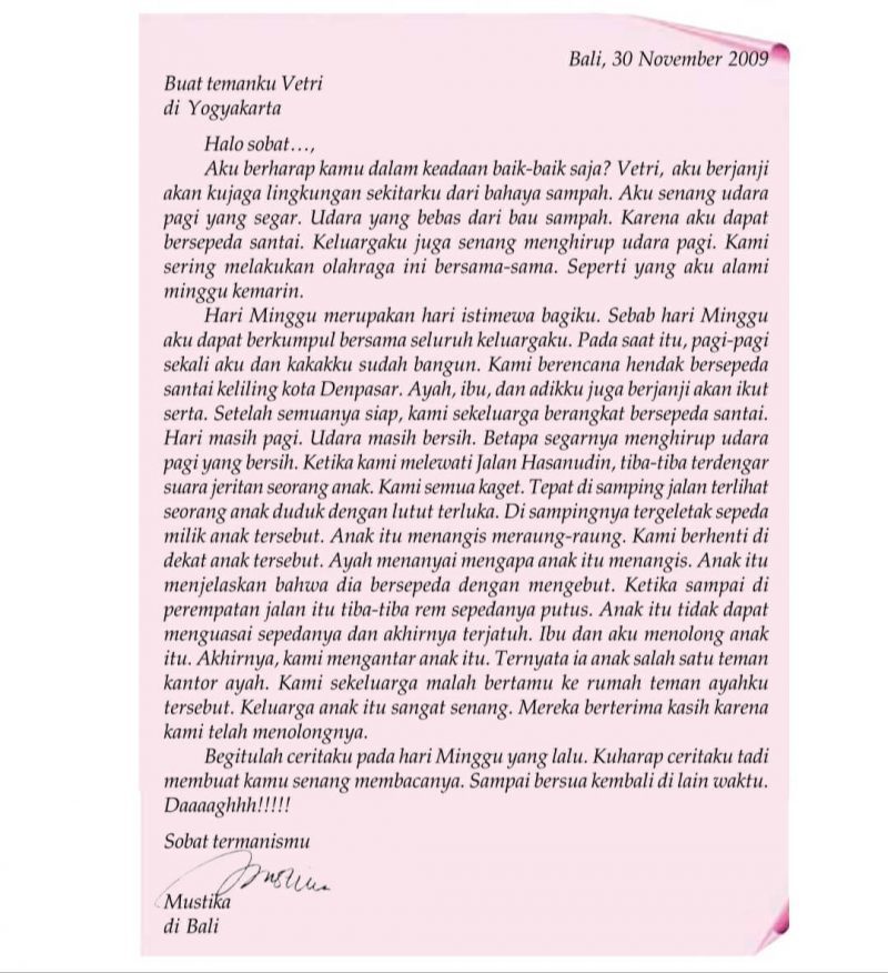 9. Contoh Surat Pribadi Untuk Keluarga