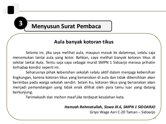 11. Contoh Surat Pembaca Tentang Lingkungan Sekolah Yang Kotor