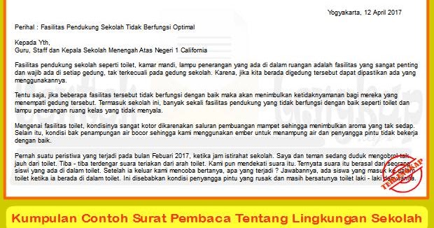 4. Menulis Surat Pembaca Tentang Tata Tertib Sekolah